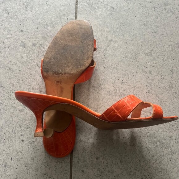 Manolo Blahnik CALLAMU orang ALLIGATOR CROCODILE mule - Picture 7 of 10